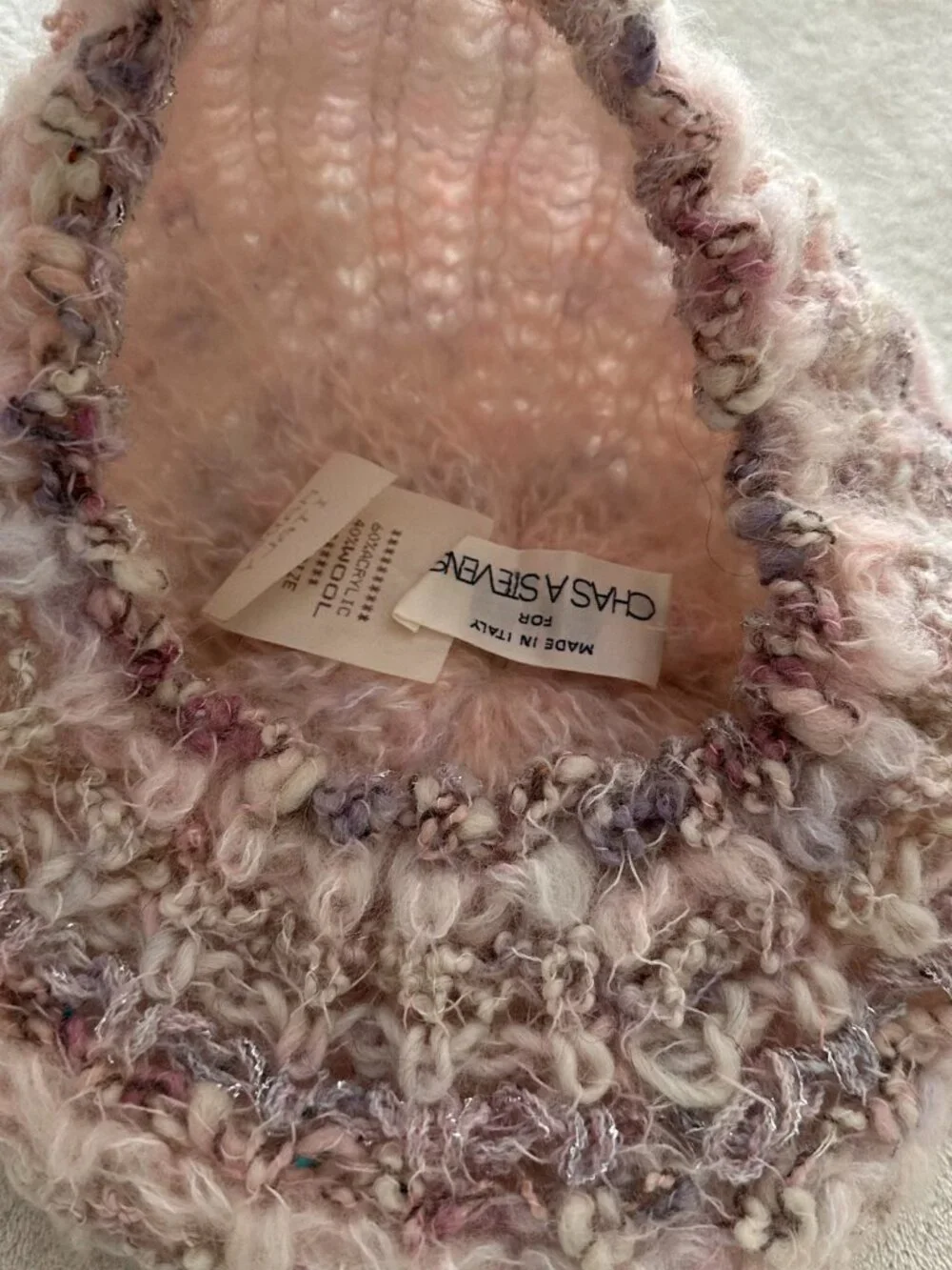 Chas A Stevens Vintage Hat Made in Italy Wool Knit Slouchy Beret Hat Pink Earthy